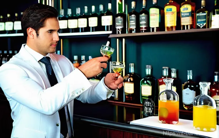 바텐더로서의 글로벌 취업 사례 - **Prompt 2: "Global Mixology: A Vibrant Bar Scene"**
    A dynamic, bustling scene inside a high-end...