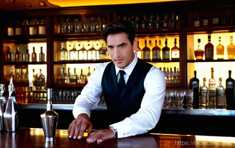 바텐더로 성공한 사례 인터뷰 - **The Master Bartender's Precision Training**
    A highly skilled and focused Italian male bartende...