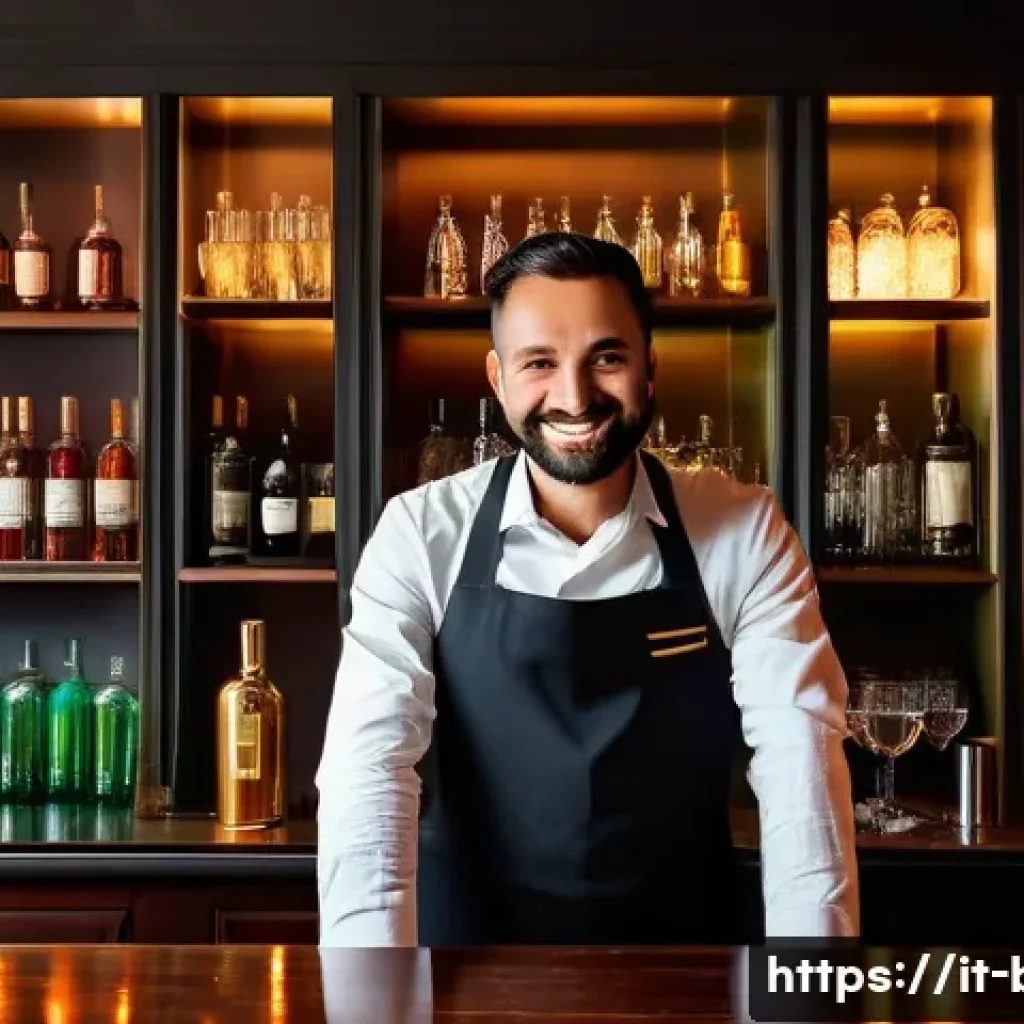 바텐더 직업의 보람과 의미 - A cozy, stylish Italian cocktail bar interior in Milan during the evening, with a warm ambient light...