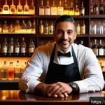 바텐더 직업 선택의 현실 - A vibrant Italian cocktail bar scene at dusk, featuring a skilled bartender creatively mixing colorf...