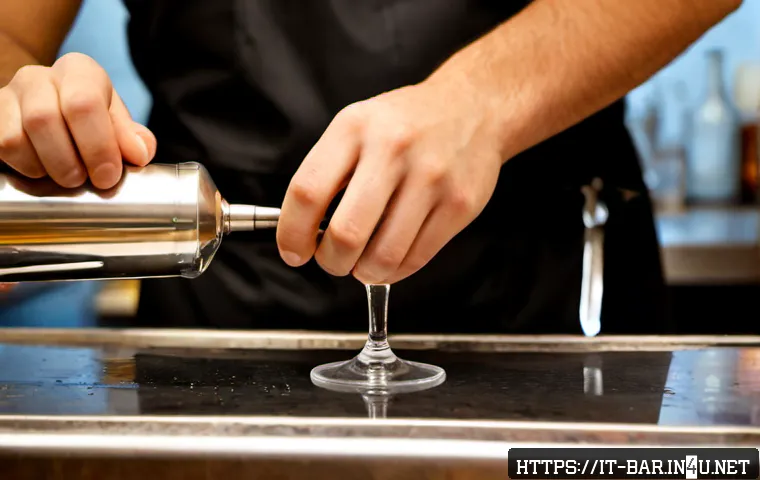 바텐더 실습 중 자주 실수하는 부분 - Photorealistic Italian cocktail bar training scene, a young adult bartender in a crisp black apron c...